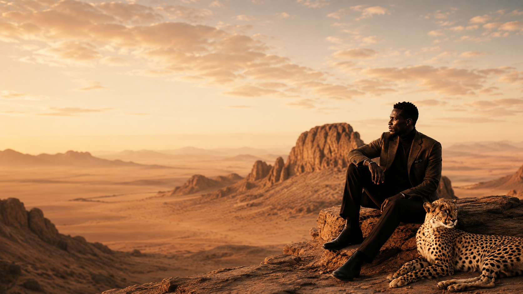 A Maison Izuba campaign scene in golden desert light